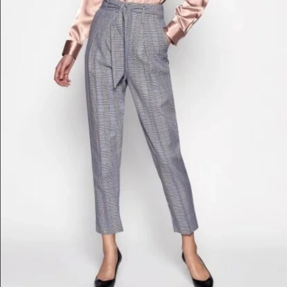 Plaid Tie Waist Pants